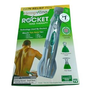 As seen on TV Hempvana Rocket Tens Therapy Pain Relief Pen - Silver/Green *NEW*